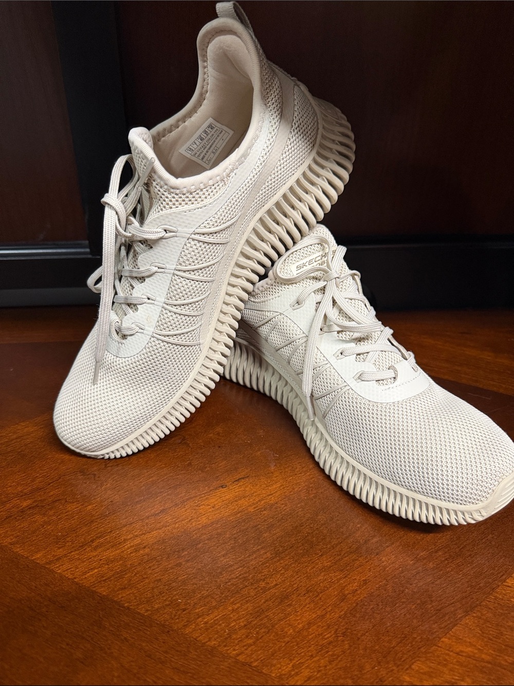 Skechers Men’s Cream Knit Athletic Sneaker
